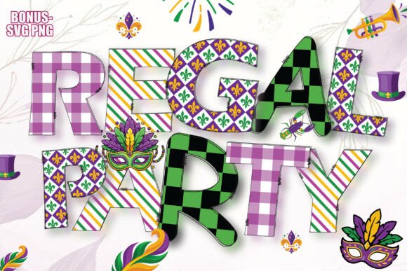 Spring Decorative Alphabets: Vibrant Mardi Gras Font Bundle